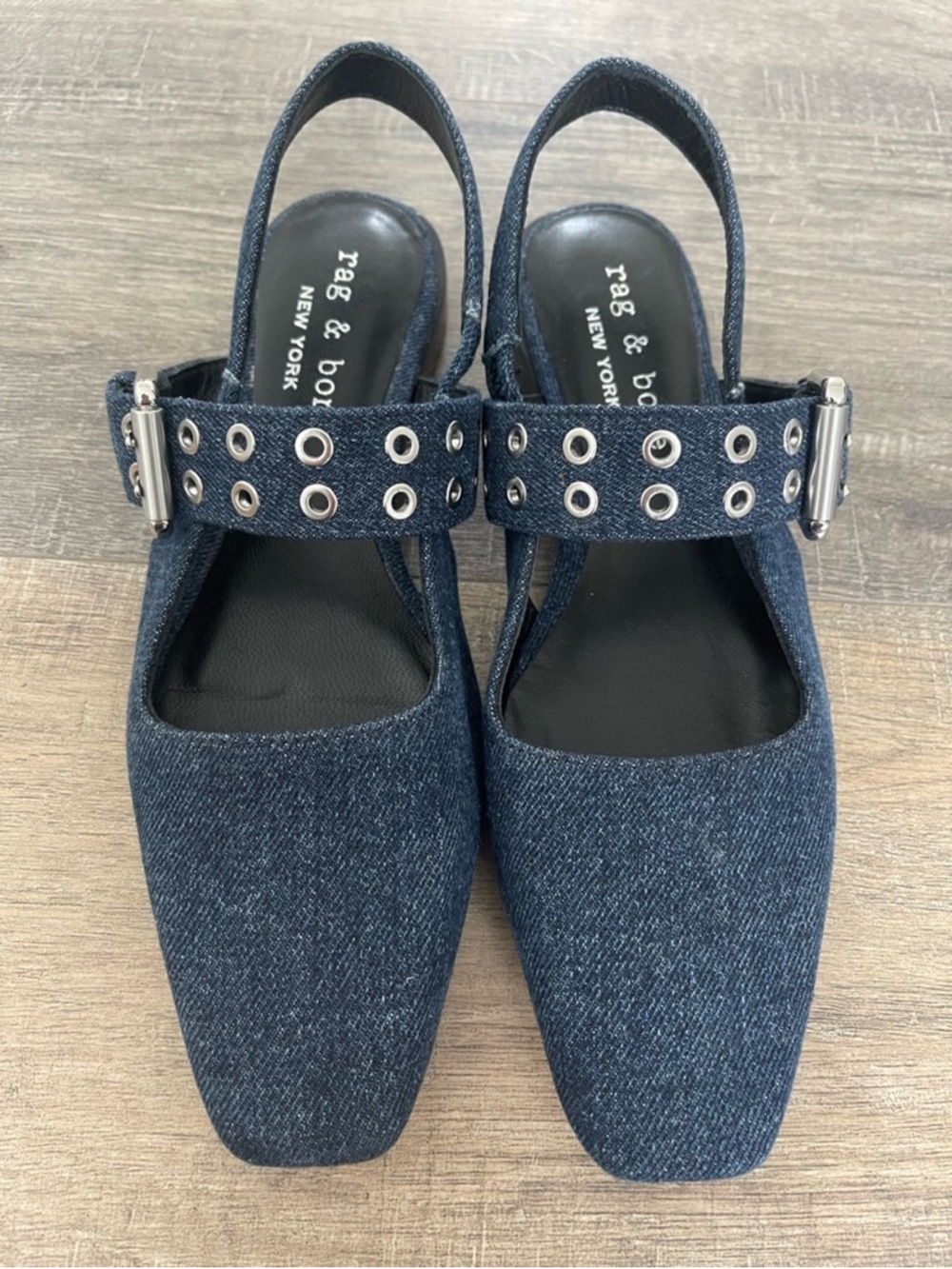 Rag & Bone Astra Denim Slingback Pointed Toe Flats